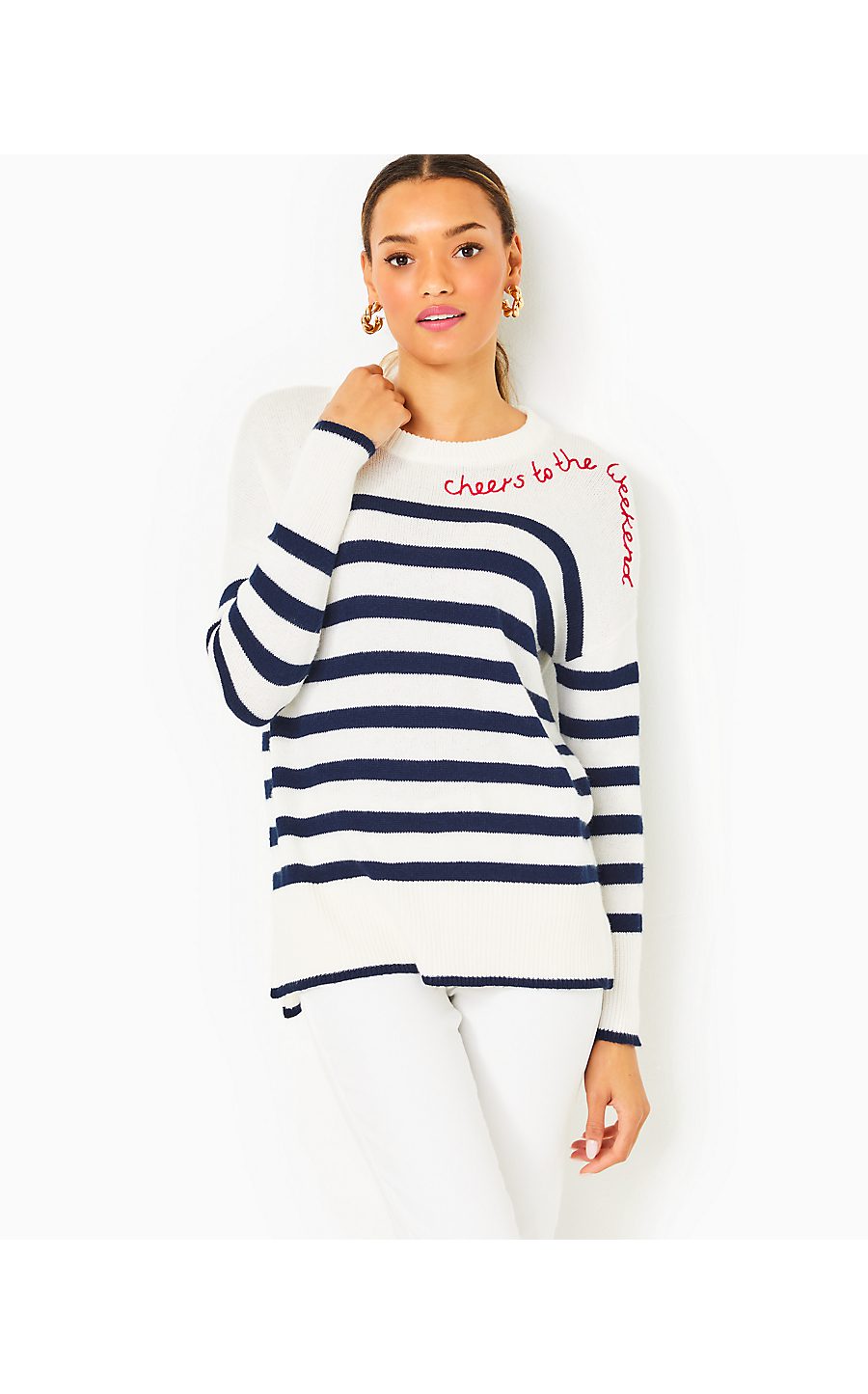 QUINCE SWEATER - LOW TIDE NAVY CRUISE STRIPE - Lilly Pulitzer Store -  Life's a Beach