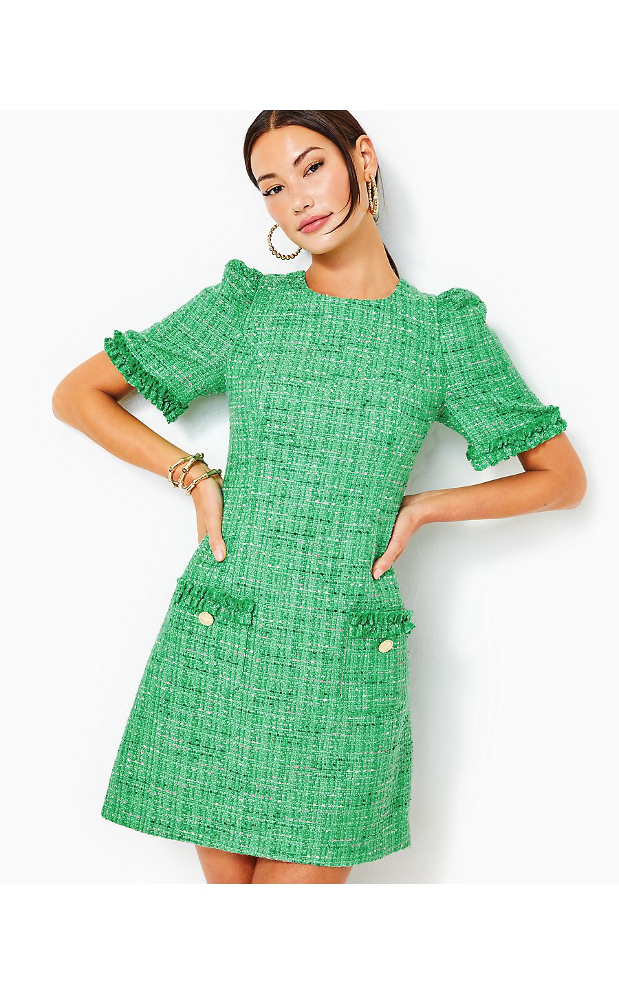Kelly green shift dress top